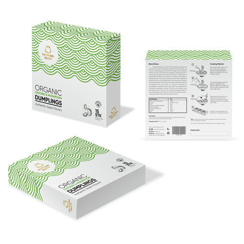 Design a premium and morden packaging for a healthy organic dumpling box Design by Leila Amorim