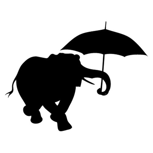 Small embroidered logo of elephant with umbrella | T-shirt ...