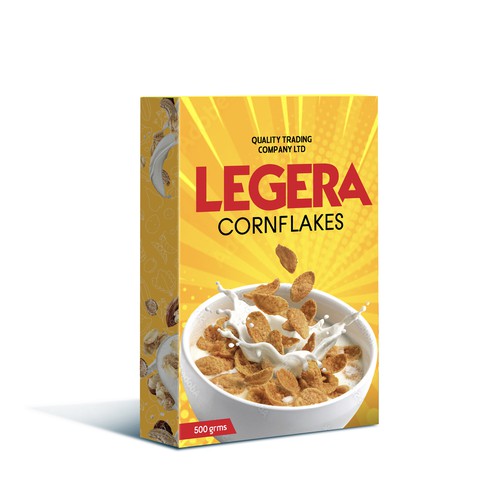 Premium cereal breakfast packaging (Corn Flakes) Design by sougatacreative