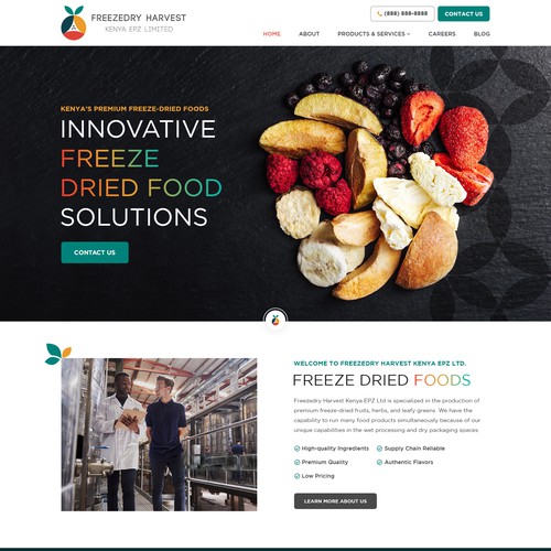 We need a web design for a freeze dried product factory in Kenya Design by Jasmin_A