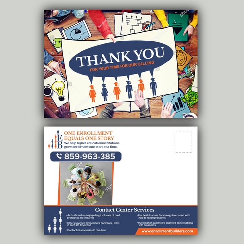 Design a thank you card for us to send to clients using our ad creative as inspiration Design by allMarv