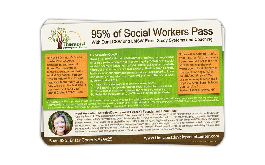 postcard or flyer for Therapist Development Center Postcard, flyer or