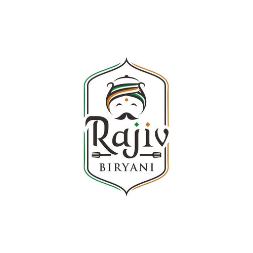 Indian Food Cloud Kitchen Logo Design, Rajiv Biryani Diseño de Elesense