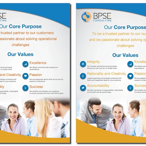 Create an exciting Internal company Values poster, lots more to
follow.
 Design by vlad N.