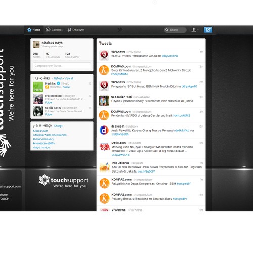 Design di Touch Support, Inc. needs a new twitter background di Nicolaus.mayo