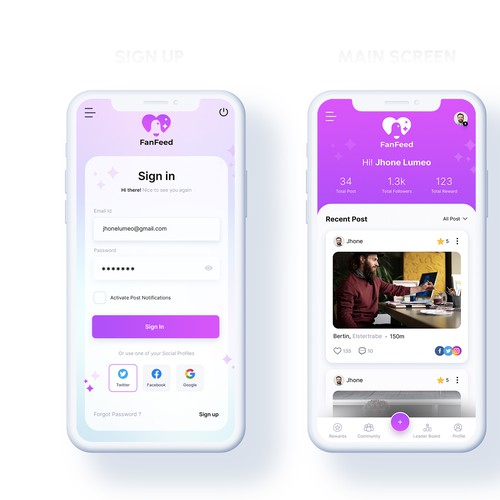 New Social Media Notification App Design Needed Design von MercClass
