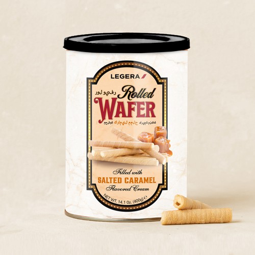 LEGERA Wafer Rolls Pack 125 gm - Salted Caramel Design by Davi Giolo ★