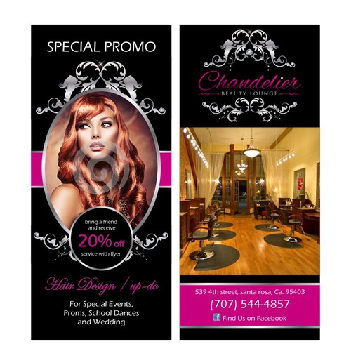 Chandelier Beauty Lounge Salon needs a new postcard or flyer Design von CountessDracula