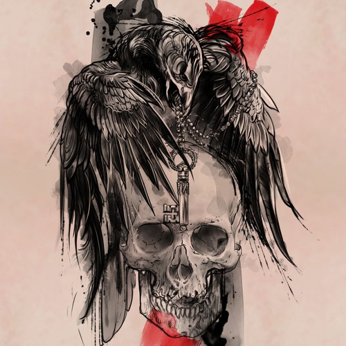 Gothic Raven tattoo Design por metatron studio