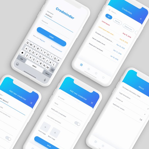 Design UI/UX for credential monitoring iOS app. | App design contest