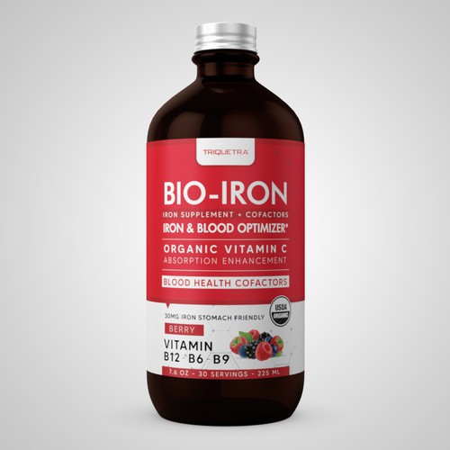 BioIron - Liquid Iron Supplement Front of Label Design Design by Pice Wilf