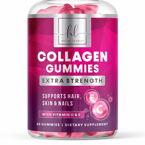 Hello Lovely needs a Collagen Gummies product label Design by GenScythe