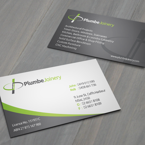 Business Card & Letterhead for Plumbe Joinery Stationery contest