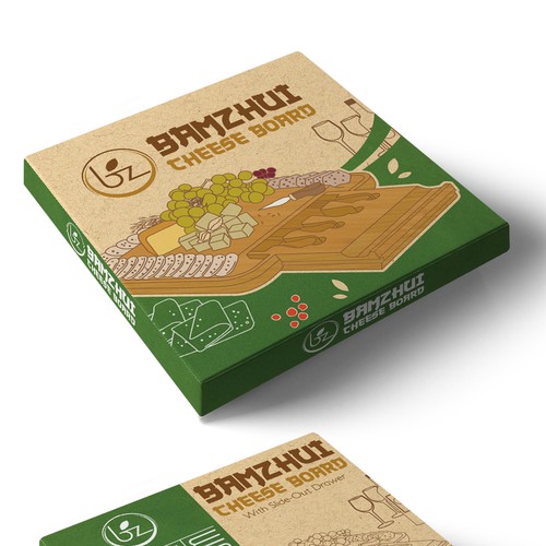 Elegant Bamboo Cheese Board Retail Package Product packaging contest