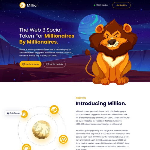 Cryptocurrency meme coin website Web page design contest 99designs