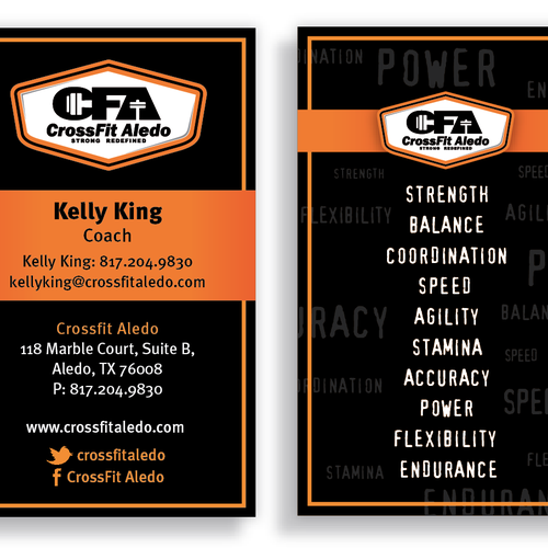 CrossFit Aledo needs new business cards! Guaranteed Contest  Réalisé par pecas™