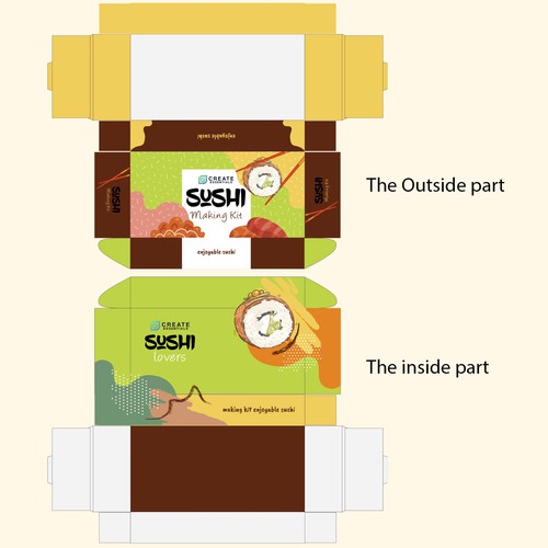 Fun sushi making kit packaging design