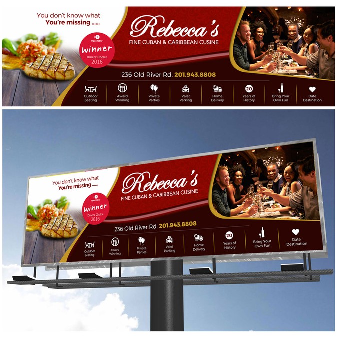 Fine Dining Restaurant Billboard/Banner Signage contest