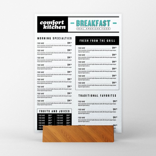 Designs Design a cool new menu for a breakfast & lunch spot in