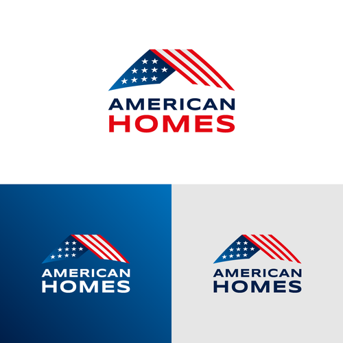 Design a powerful logo for real estate with American flag. Design by Gabriel @baraestudio