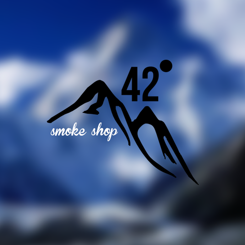 Create logo as the 42° is to look like 420 and then some mountains
and put "on the mountain" under smoke shop
 Design by AcosGraphics