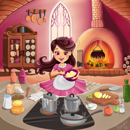 "Princess Soup" children's book cover design Diseño de Dinnah