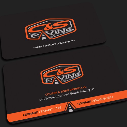 We are an asphalt paving company  card with character, style, stands out from everyone nothing bland no white ,add stuff Design réalisé par CurveSky™ ☑️