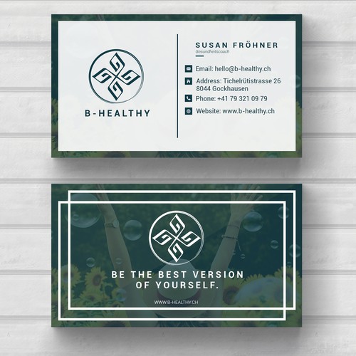 Create a businesscard for a healthy lifestyle that inspire people to go the same way Design by marpon jake