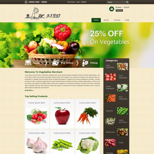 website design for E-commerce template for a vegetables merchant | Web ...