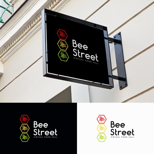 BeeStreet - a ghost kitchen Food Hall logo! Design by magdaraog™