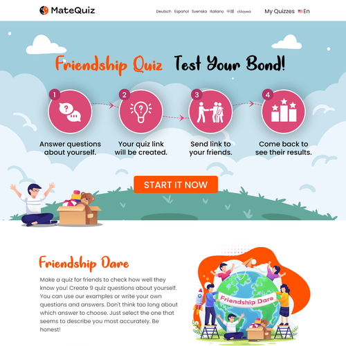 Redesign of a very popular quiz site (MateQuiz.com) Design by Technology Wisdom