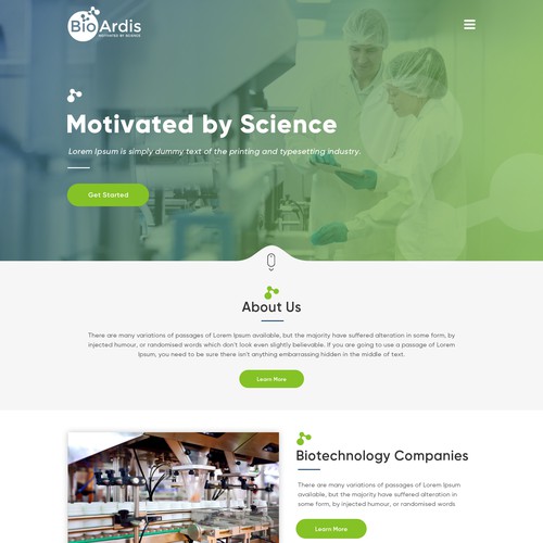 Vibrant website design for biotech Design by OMGuys™