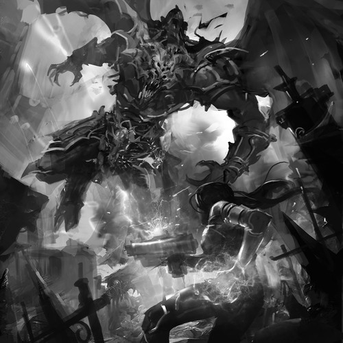 Full page scene illustration for sci-fi fantasy crossover based on Warhammer 40K universe Ontwerp door Rey Brava