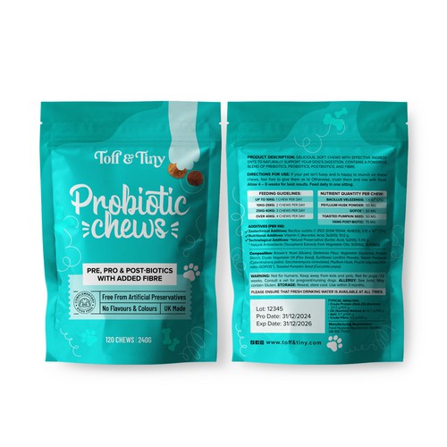 Pouch packaging design - Probiotic Chews for dogs Design by Pencil_afjalo