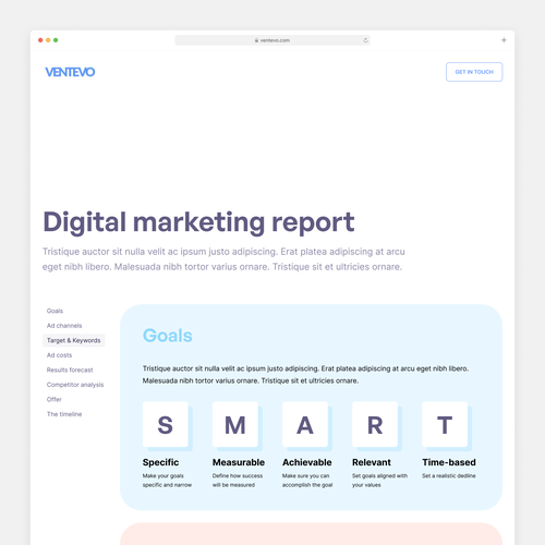 One Page Digital Marketing Report Design by Alvis Kvertus