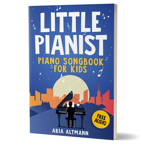 Colourful children's book cover for a piano music book Design by kostis Pavlou