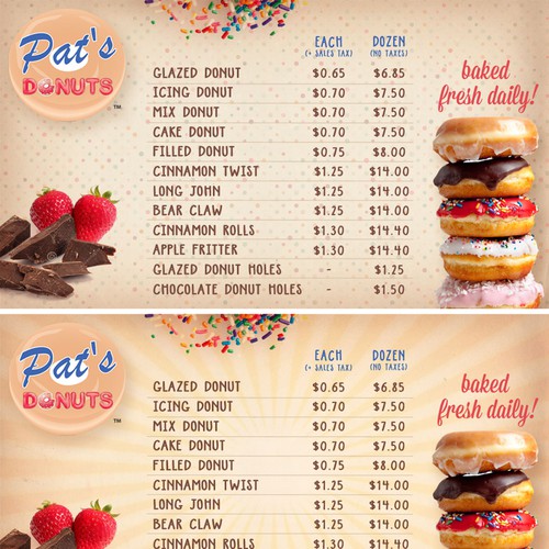 Donut Shop Needs New Menu Design Réalisé par kuriosity_designs