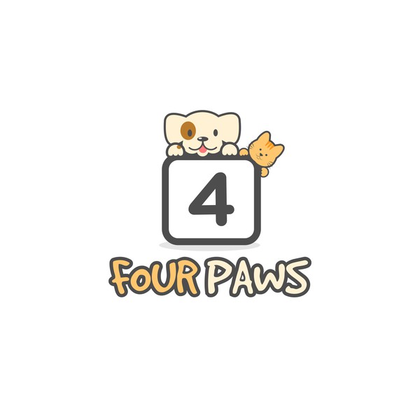 Design by mr.Lakone titled "Four Paws needs a fun, creative logo design that instantly connects to all pet lovers"