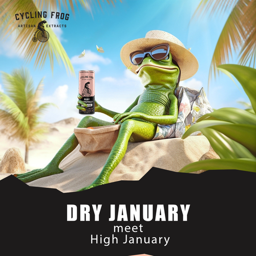 Create a 'Dry January meets High January' poster.  Have Fun, Be Creative, Open to all suggestions. Design by karundesigns