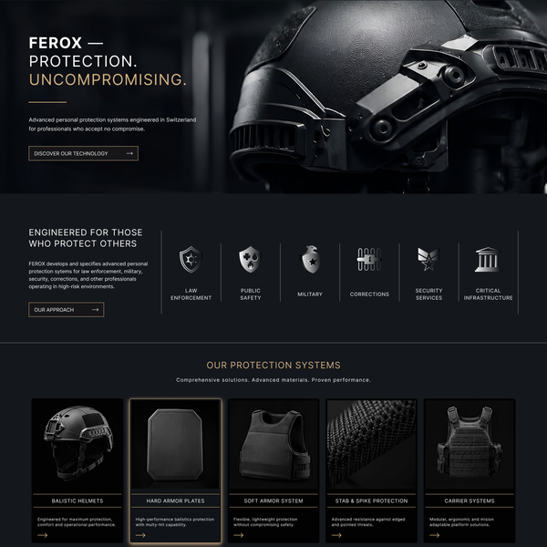 Website design for a Swiss protection brand