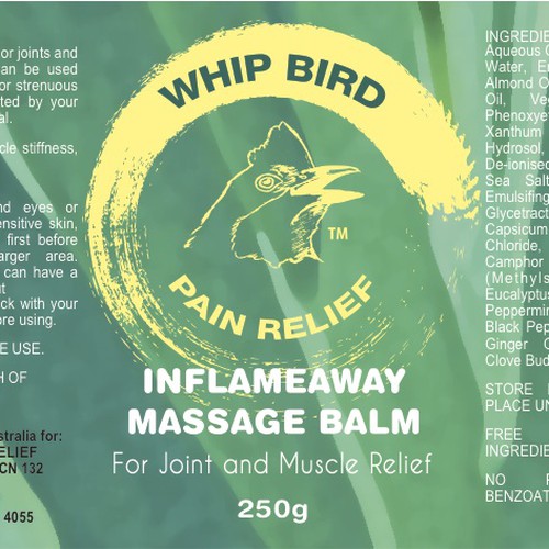 Create the next product label for Whipbird Pain Relief Pty Ltd Design por epokope