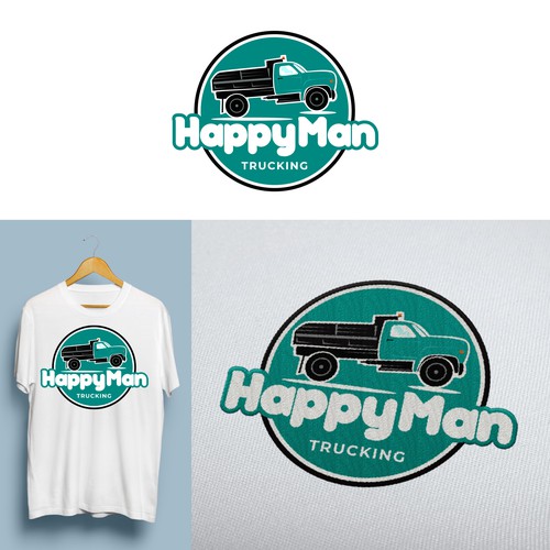 Happy Man Trucking Logo Design by Storiebird