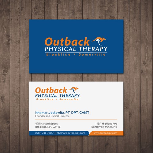 Business card for 2 clinic physical therapy office Design by Tcmenk