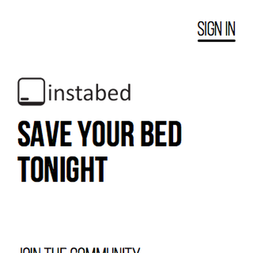 Landing page for simple, on-demand bed booking app Design by kcmr