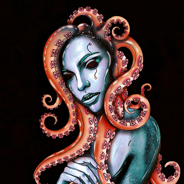 Octopus woman character for a card game 