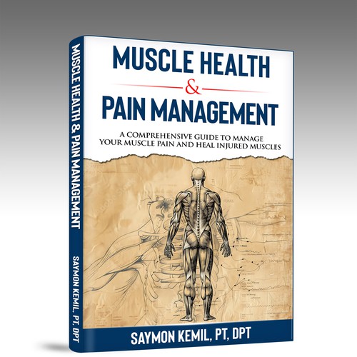 Book cover with a drawing images of the human anatomy combining muscles and bone structure. Design by inventivao