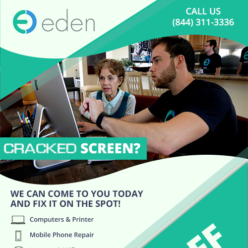 Create a flyer for Eden. Empowering people with cracked screen repair! Réalisé par Knorpics