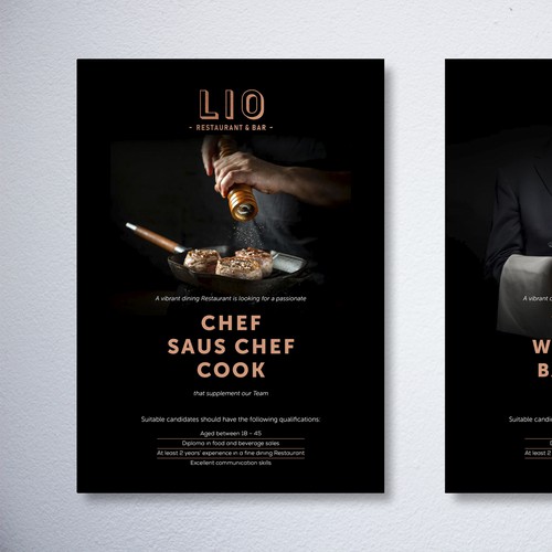 Job recruitment Poster for modern Premium Restaurant Design by NJ-ARTS’ STUDIO