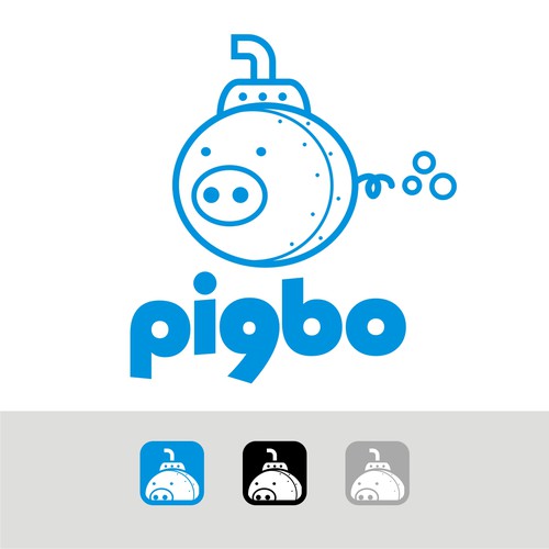 コンペ「Design funny & minimal logo for 'pigbo' game studio with pig and sub-marine」のデザイン by Warnaihariさん 