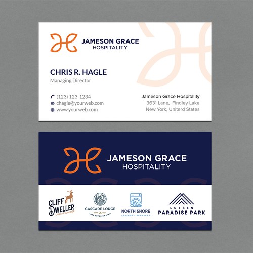 Create a modern and clean business card for a parent company with 4 subsidiaries Design by CurveSky™ ☑️